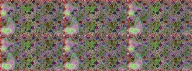 Yeşil ve nötr renklerde. Çiçek buketleriyle klasik tarzda kusursuz desenler. Raster illüstrasyonu.