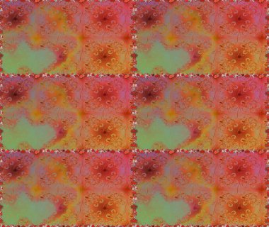 Düz Çiçek Elementleri Tasarımı. Sevimli çiçek raster deseni. Turuncu ve kahverengi renkli çiçekler. Renkli Yaz Temalı Kusursuz Arkaplan.