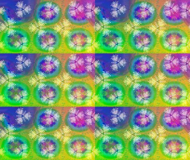 Parlak çiçekli yeşil renkler üzerine soyut çizim deseni. Çiçeksel elementlerle süslenmiş zarif raster dokusu. Küçük çiçekte şirin bir çiçek deseni var..