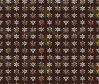 Raster Floral Illustration, Asyalı tekstil. Kahverengi renkli etnik çiçeklerle zarif bir eskiz deseni..