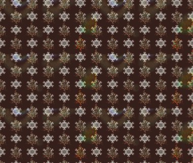 Raster Floral Illustration, Asyalı tekstil. Kahverengi renkli etnik çiçeklerle zarif bir eskiz deseni..