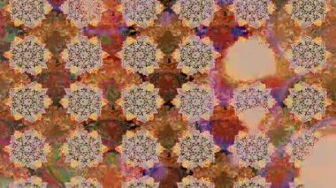 Renkli unsurlarla hareketli arka plan görüntüleri. Çiçekler. Eski model. Bayrak tarzı. Video kaydı. Şablon. Döngü. Kusursuz.