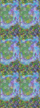 Çiçeksel fantezi tasarımı, parlak bir arka planda, kusursuz bir desen. Renkli Bahar Temalı Kusursuz Arkaplan. Düz Çiçek Elementleri Tasarımı.