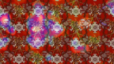 Suluboya çiçekli çiçek deseni. Raster illüstrasyonu. Kahverengi ve kırmızı renklerde Asya tekstili.