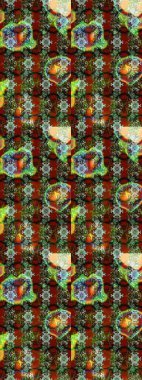 Küçük çiçekteki sevimli çiçek deseni. Bir sürü yeşil, kahverengi ve kırmızı soyut çiçekli tropik eskiz deseni. Varicologreen, kahverengi ve kırmızı raster çizimi.