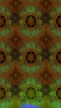 Kahverengi ve yeşil renklerde bahar çiçekleri. Patlayan çiçekler soyut olarak yerleştirilmiş. Raster deseni. Raster illüstrasyonu.