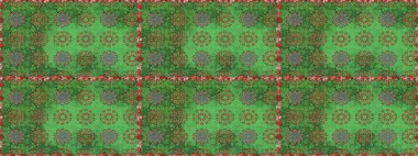 Çiçeksiz desenli arka plan, darbeler, sıçramalar, yaz çiçekleri. Yeşil ve kahverengi renkli çiçekler. Raster illüstrasyonu.