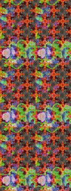 Çiçek ve yapraklı karalama şeklinde Raster çiçek deseni. Raster illüstrasyonu. Bej ve kahverengi renklerde bahar çiçekleri..