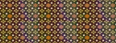 Patlayan çiçekler soyut olarak yerleştirilmiş. Raster deseni. Kahverengi renklerde bahar çiçekleri. Raster illüstrasyonu.