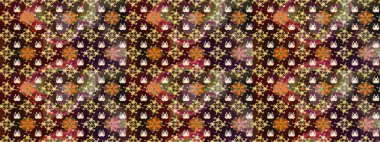 Çiçekli karalama şeklinde Raster çiçek deseni. Yumuşak, bahar çiçekli arka plan. Kahverengi renkte çiçekler.