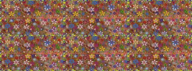 Yapraklı kusursuz desen. Şirin, zarif çiçekler Raster illüstrasyonu. Poster ya da kapak için arka plan. Tekstil için figür. Davetiye ve kartpostal tasarımı için dekoratif çiçek unsurları.