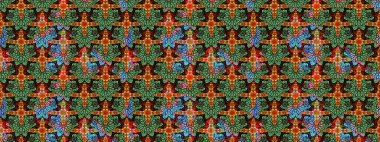 Suluboya tarzında yeşil renkte. Küçük çiçekli yay deseni çiz. Raster illüstrasyonu.