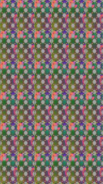 Kumaş desenli papatya çiçeği detayı. Yeşil ve gri renkte çiçekler.