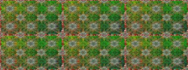 Raster illüstrasyonunda kusursuz çiçek deseni. Suluboya tarzında yeşil ve kahverengi renkte çiçekler.