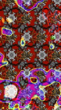 Raster illüstrasyonu. Çiçek. Taslak dekoratif arka plan, çiçek mandala. Gri ve kırmızı renklerde.