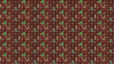 Güzel kumaş deseni. Renkli Bahar Teması eskiz kalıbı. Çiçek desenli çizim. Raster illüstrasyonu. Asya tekstil tarzında. Düz Çiçek Elementleri Tasarımı.