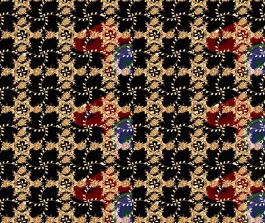 Raster suluboya çiçek deseni, narin çiçekler, siyah, bej ve kahverengi çiçekler, tebrik kartı şablonu. Güzel kumaş deseni.