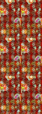 Eskiz klasiği. Düz Çiçek Elementleri Tasarımı. Renkli Bahar Teması eskiz kalıbı. Raster Şirin kumaş deseni.