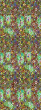 Yeşil ve kahverengi renkli çiçekler. Düz Çiçek Elementleri Tasarımı. Çiçekli kusursuz retro desen. Renkli Yaz Temalı Kusursuz Arkaplan.