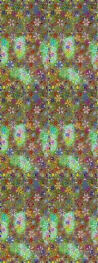 Yeşil ve kahverengi renkli çiçekler. Düz Çiçek Elementleri Tasarımı. Çiçekli kusursuz retro desen. Renkli Yaz Temalı Kusursuz Arkaplan.