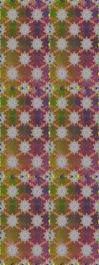 Kumaş desenli papatya çiçeği detayı. Kahverengi ve gri renkte çiçekler.