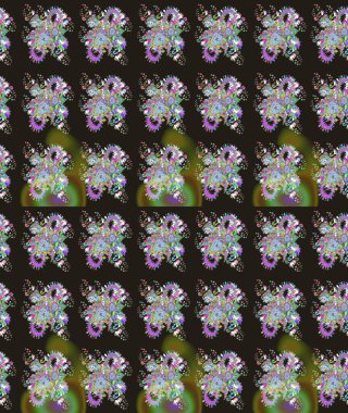 Raster Çiçek İllüstrasyonu güzel tekstil. Gri renkli etnik çiçeklerle zarif eskiz deseni.