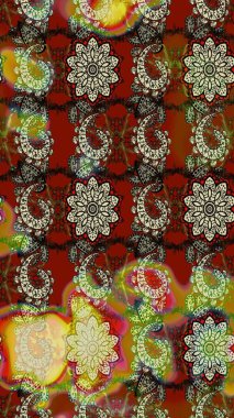 Kahverengi ve nötr renkler üzerine çiçek desenli eskiz, el yapımı papatyalar, papatyalar. Tekrar eden çiçek arkaplanı, zarif kahverengi ve nötr çiçek duvar kağıdı.