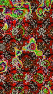 Küçük renkli çiçekler. Robot resim. Moda baskıları için zarif bir şablon. Çiçekli yaz çiçekleri. Motley illüstrasyonu. Küçük çiçekte şirin desenler.