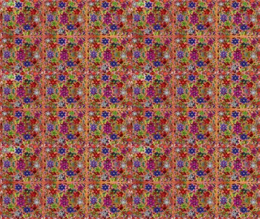 Kahverengi ve turuncu renkli çiçekler. Çiçekle kusursuz desen. Renkli Bahar Temalı Kusursuz Arkaplan. Düz Çiçek Elementleri Tasarımı.