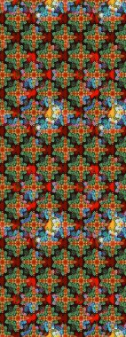 Tropik çiçek desenleri. Raster illüstrasyonu. Yeşil ve kahverengi renkte çiçekler.