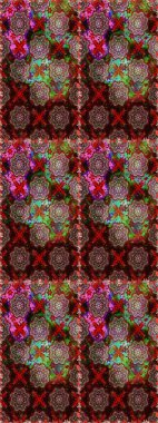 Nazikçe, güzel çiçek arkaplanı. Çiçekli karalama şeklinde Raster çiçek deseni. Kahverengi ve kırmızı renkte çiçekler.