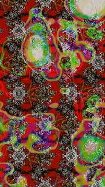 Sevimli çiçek raster deseni. Renkli Bahar Teması eskiz kalıbı. Düz Çiçek Elementleri Tasarımı. Gri ve kırmızı renkte çiçekler.