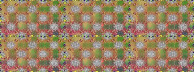 Kusursuz etnik tasarım. Yatak çarşafları, ceket, paket tasarımı, kumaş ve moda kavramları için tekstil baskısı. Çiçekleri, deniz kabukları, mandalaları ve suluboya efektleri olan deniz altyapısı.