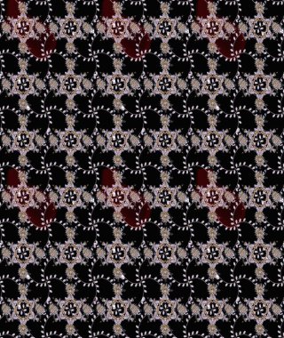 Siyah renkli çiçekler. Raster illüstrasyonunda çiçek deseni çizimi.