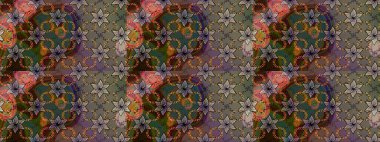 Soyut çiçek çizim kalıbı arka planı. Raster deseni. Raster illüstrasyonu. Kahverengi renklerde. Küçük çiçekte sevimli çiçek deseni var..