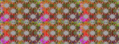 Renkli Yaz Temalı Kusursuz Arkaplan. Düz Çiçek Elementleri Tasarımı. Kahverengi ve gri renkli çiçekler. Raster illüstrasyonunda trendsiz çiçek deseni.