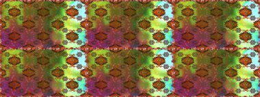 Kahverengi ve yeşil renklerde. Kahverengi ve yeşil renkte kahverengi ve yeşil papatya deseni. Raster illüstrasyonu.