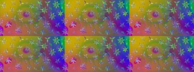 Parlak renkli çiçekleri ve yeşil ve kahverengi renkte yaprakları olan harika bir çiçek deseni. Moda baskıları için zarif bir şablon. Modern çiçek arkaplanı. Halk stili.