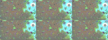 Çiçekli karalama şeklinde Raster çiçek deseni. Gri ve bej renklerde bahar çiçekleri. Raster illüstrasyonu.