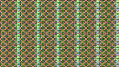 Renkli Bahar Temalı Kusursuz Arkaplan. Çiçeksel fantezi tasarımı, parlak bir arka planda, kusursuz bir desen. Düz Çiçek Elementleri Tasarımı.