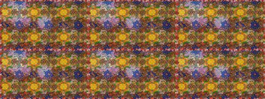 Raster illüstrasyonu. Asya tekstil tarzında. Raster illüstrasyonu. Çiçek desenli çizim. Kahverengi renkte çiçekler.