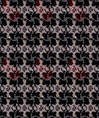 Siyah renkli çiçekler. Raster illüstrasyonunda çiçek deseni çizimi.