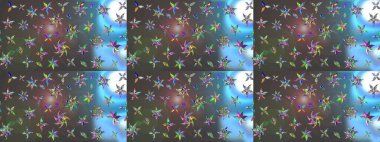 Gri ve mavi renklere karalamalar çizilmiş çiçek deseni. Raster illüstrasyonu.