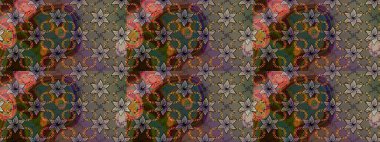 Soyut çiçek çizim kalıbı arka planı. Raster deseni. Raster illüstrasyonu. Kahverengi renklerde. Küçük çiçekte sevimli çiçek deseni var..