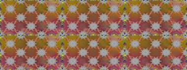 Süslü kumaş deseni. Raster illüstrasyonunda kusursuz çiçek deseni. Renkli Bahar Temalı Kusursuz Arkaplan. Düz Çiçek Elementleri Tasarımı.