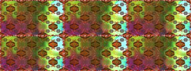 Kahverengi ve yeşil renklerde. Kahverengi ve yeşil renkte kahverengi ve yeşil papatya deseni. Raster illüstrasyonu.