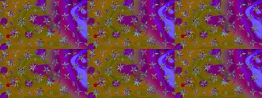 Hediye ambalaj kağıdı, tebrik kartları, posterler ve pankart tasarımı. Kahverengi ve mor renkli çiçekler. Raster düz çiçek çizim deseni.