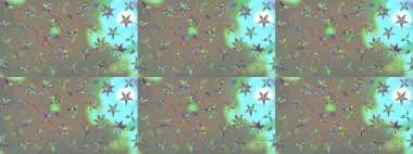 Çiçekli karalama şeklinde Raster çiçek deseni. Gri ve bej renklerde bahar çiçekleri. Raster illüstrasyonu.