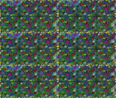 Yeşil ve mavi renkli güzel çiçeklerle kusursuz desenler suluboya desenli, duvar kağıdı, kart veya kumaş için fayanslı. Raster..