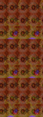 Asya tekstil tarzında. Raster illüstrasyonu. Kahverengi renkli çiçekler. Çiçek desenli çizim. Raster illüstrasyonu.